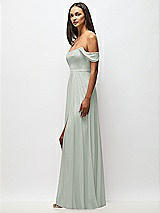 Alt View 5 Thumbnail - Willow Green Off-the-Shoulder Basque Neck Maxi Dress with Flounce Sleeves