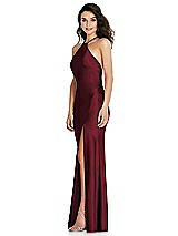 Side View Thumbnail - Cabernet Halter Convertible Strap Bias Slip Dress With Front Slit