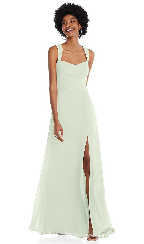Front View - Mint Green Contoured Wide Strap Sweetheart Maxi Dress