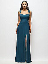 Alt View 1 Thumbnail - Atlantic Blue Contoured Wide Strap Sweetheart Maxi Dress