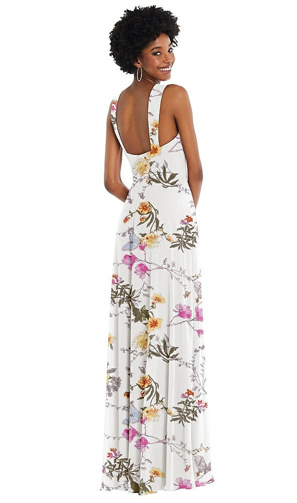 Back View - Butterfly Botanica Ivory Contoured Wide Strap Sweetheart Maxi Dress