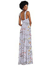 Rear View Thumbnail - Butterfly Botanica Silver Dove Contoured Wide Strap Sweetheart Maxi Dress