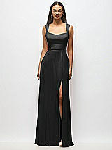 Alt View 1 Thumbnail - Black Contoured Wide Strap Sweetheart Maxi Dress