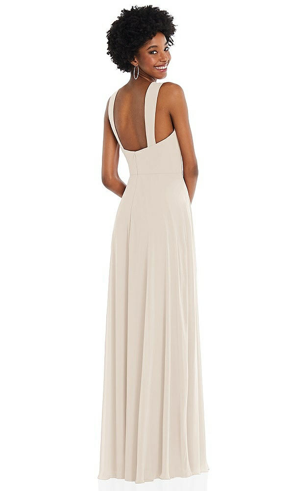 Back View - Oat Contoured Wide Strap Sweetheart Maxi Dress