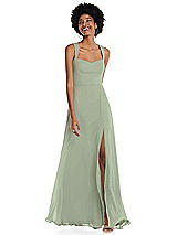 Front View Thumbnail - Sage Contoured Wide Strap Sweetheart Maxi Dress