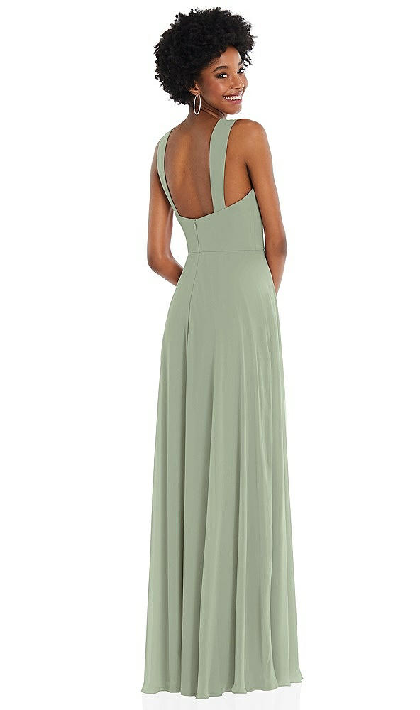 Back View - Sage Contoured Wide Strap Sweetheart Maxi Dress