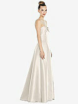 Side View Thumbnail - Ivory Bow Cuff Strapless Satin Ball Gown with Pockets