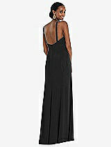 Rear View Thumbnail - Black Criss Cross Halter Princess Line Trumpet Gown