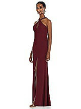Side View Thumbnail - Cabernet Criss Cross Halter Princess Line Trumpet Gown