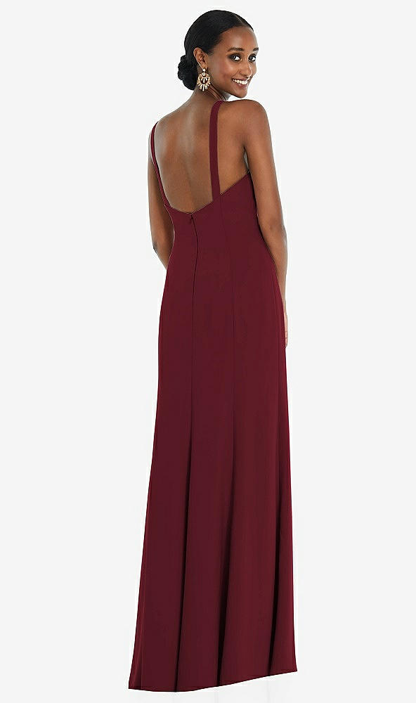 Back View - Cabernet Criss Cross Halter Princess Line Trumpet Gown