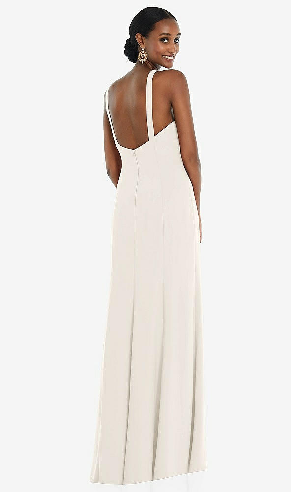 Back View - Ivory Criss Cross Halter Princess Line Trumpet Gown