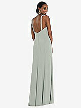 Rear View Thumbnail - Willow Green Criss Cross Halter Princess Line Trumpet Gown