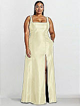 Alt View 1 Thumbnail - Butter Yellow Sleeveless Square-Neck Princess Line Gown with Pockets