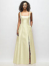 Alt View 3 Thumbnail - Butter Yellow Sleeveless Square-Neck Princess Line Gown with Pockets