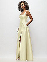 Alt View 4 Thumbnail - Butter Yellow Sleeveless Square-Neck Princess Line Gown with Pockets