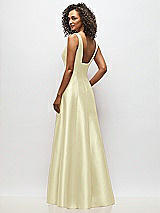 Alt View 5 Thumbnail - Butter Yellow Sleeveless Square-Neck Princess Line Gown with Pockets