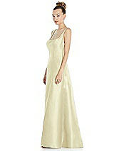 Side View Thumbnail - Butter Yellow Sleeveless Square-Neck Princess Line Gown with Pockets