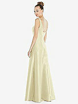 Rear View Thumbnail - Butter Yellow Sleeveless Square-Neck Princess Line Gown with Pockets