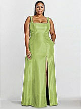 Alt View 1 Thumbnail - Mojito Sleeveless Square-Neck Princess Line Gown with Pockets