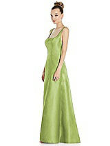 Side View Thumbnail - Mojito Sleeveless Square-Neck Princess Line Gown with Pockets