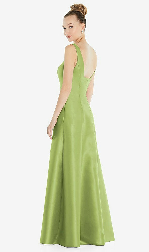 Back View - Mojito Sleeveless Square-Neck Princess Line Gown with Pockets