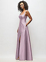 Alt View 4 Thumbnail - Suede Rose Sleeveless Square-Neck Princess Line Gown with Pockets