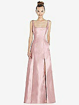 Front View Thumbnail - Ballet Pink Sleeveless Square-Neck Princess Line Gown with Pockets