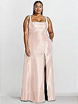 Alt View 1 Thumbnail - Blush Sleeveless Square-Neck Princess Line Gown with Pockets