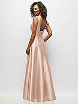 Alt View 5 Thumbnail - Cameo Sleeveless Square-Neck Princess Line Gown with Pockets