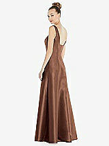 Rear View Thumbnail - Cognac Sleeveless Square-Neck Princess Line Gown with Pockets