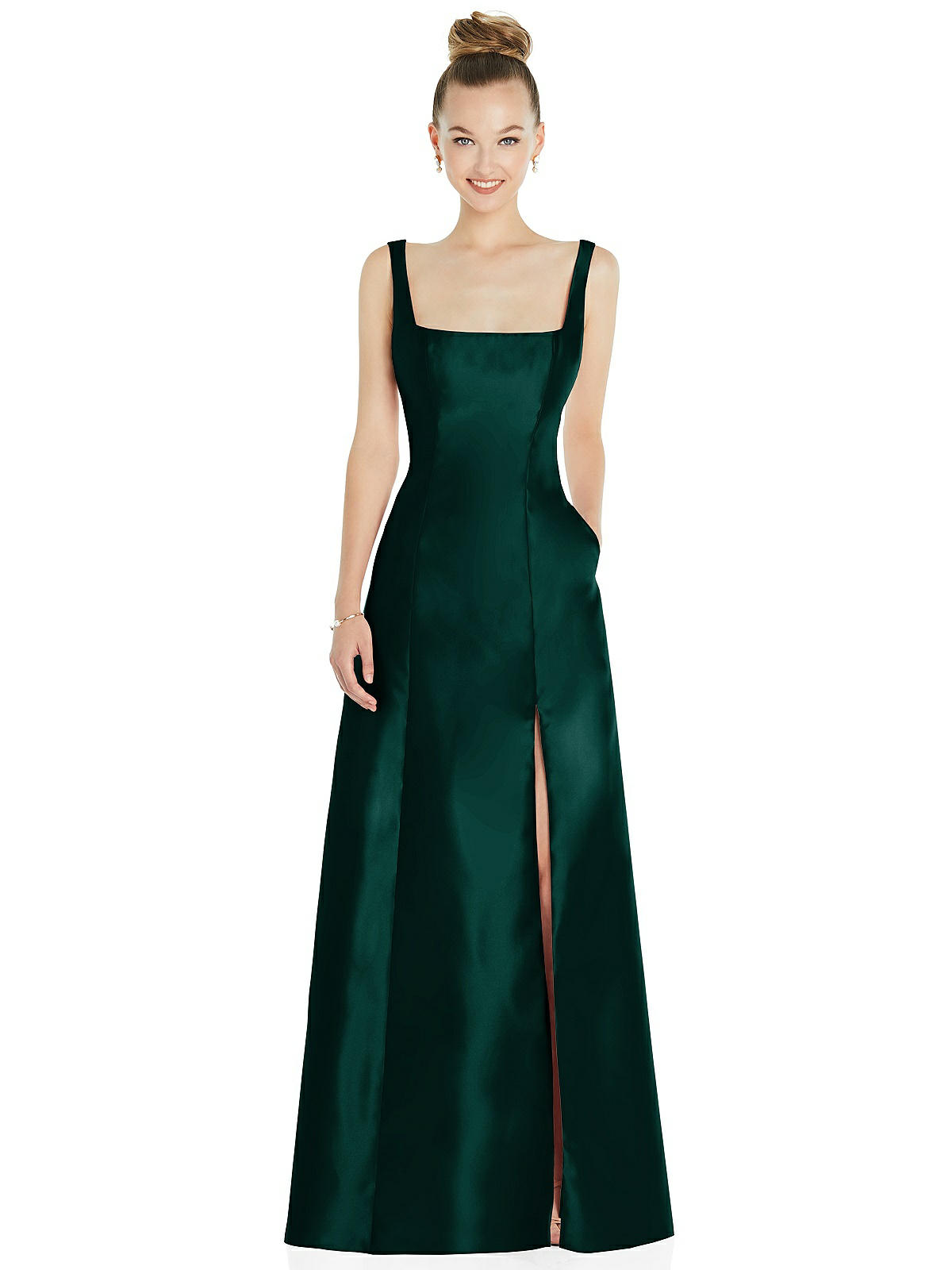 Sleeveless Square-neck Princess Line Bridesmaid Dress With Sleeveless Square-neck Princess Line Bridesmaid Dress With