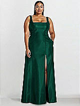 Alt View 1 Thumbnail - Hunter Green Sleeveless Square-Neck Princess Line Gown with Pockets