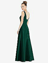 Rear View Thumbnail - Hunter Green Sleeveless Square-Neck Princess Line Gown with Pockets