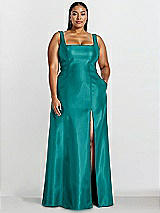 Alt View 1 Thumbnail - Jade Sleeveless Square-Neck Princess Line Gown with Pockets