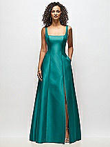 Alt View 3 Thumbnail - Jade Sleeveless Square-Neck Princess Line Gown with Pockets