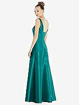 Rear View Thumbnail - Jade Sleeveless Square-Neck Princess Line Gown with Pockets
