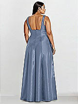 Alt View 2 Thumbnail - Larkspur Blue Sleeveless Square-Neck Princess Line Gown with Pockets