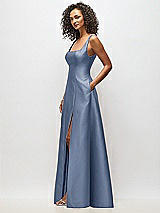 Alt View 4 Thumbnail - Larkspur Blue Sleeveless Square-Neck Princess Line Gown with Pockets