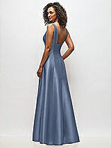Alt View 5 Thumbnail - Larkspur Blue Sleeveless Square-Neck Princess Line Gown with Pockets