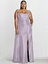 Alt View 1 Thumbnail - Lilac Haze Sleeveless Square-Neck Princess Line Gown with Pockets