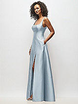 Alt View 4 Thumbnail - Mist Sleeveless Square-Neck Princess Line Gown with Pockets