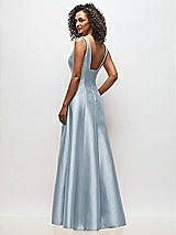 Alt View 5 Thumbnail - Mist Sleeveless Square-Neck Princess Line Gown with Pockets