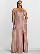 Alt View 1 Thumbnail - Neu Nude Sleeveless Square-Neck Princess Line Gown with Pockets