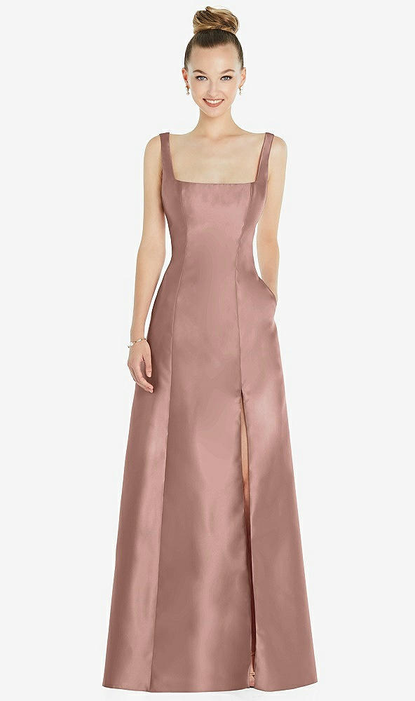 Front View - Neu Nude Sleeveless Square-Neck Princess Line Gown with Pockets