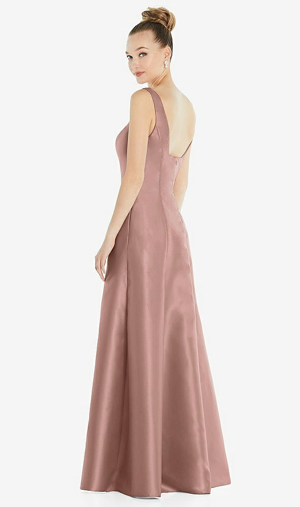 Back View - Neu Nude Sleeveless Square-Neck Princess Line Gown with Pockets