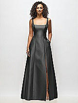 Alt View 3 Thumbnail - Pewter Sleeveless Square-Neck Princess Line Gown with Pockets