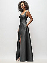 Alt View 4 Thumbnail - Pewter Sleeveless Square-Neck Princess Line Gown with Pockets