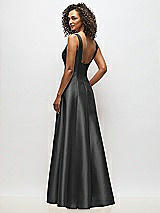 Alt View 5 Thumbnail - Pewter Sleeveless Square-Neck Princess Line Gown with Pockets