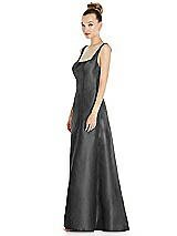 Side View Thumbnail - Pewter Sleeveless Square-Neck Princess Line Gown with Pockets