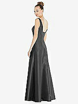 Rear View Thumbnail - Pewter Sleeveless Square-Neck Princess Line Gown with Pockets